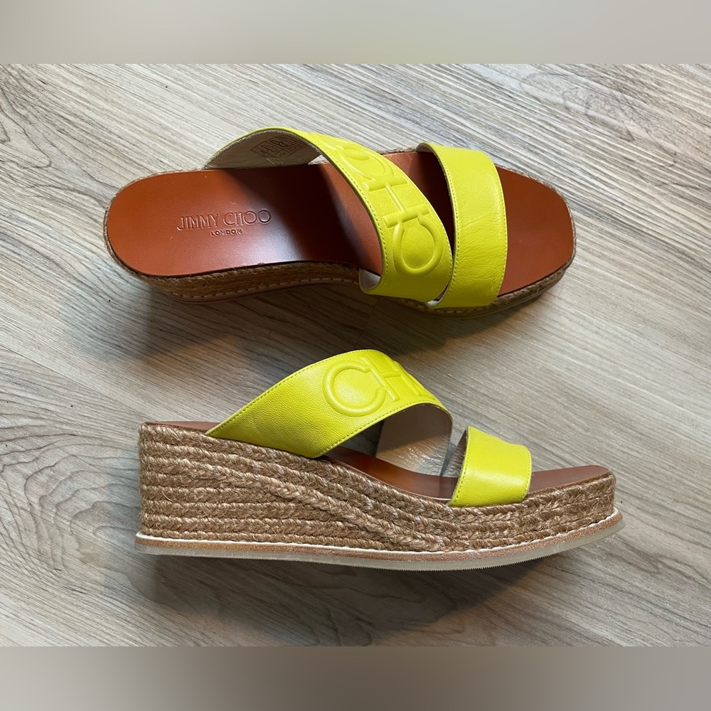 New Jimmy Choo logo leather espadrille sandals